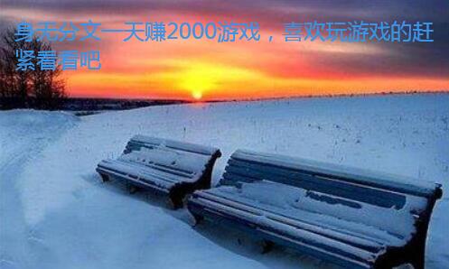 身无分文一天赚2000游戏，喜欢玩游戏的赶紧看看吧