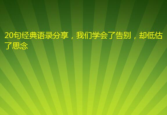 20句经典语录分享,我们学会了告别,却低估了思念