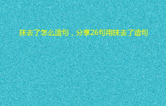 抹去了怎么造句,分享26句用抹去了造句