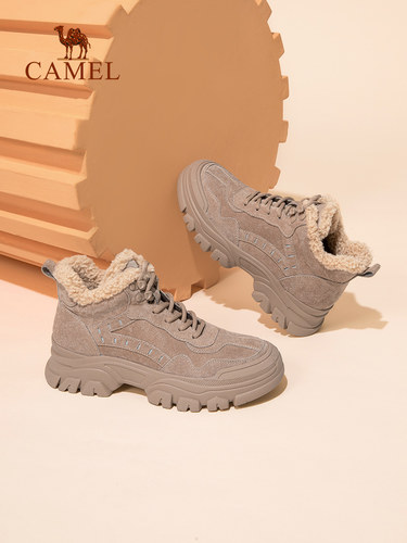 Camel骆驼A94703602 女士加绒马丁靴 短靴